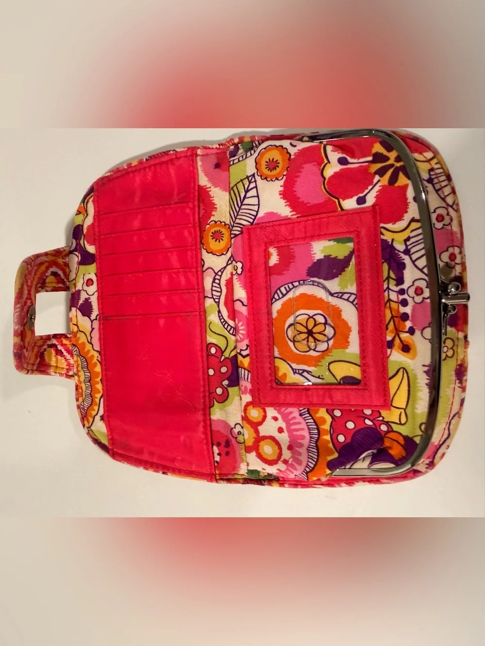 Vera Bradley Pink Yellow Quilted Ikat Clutch